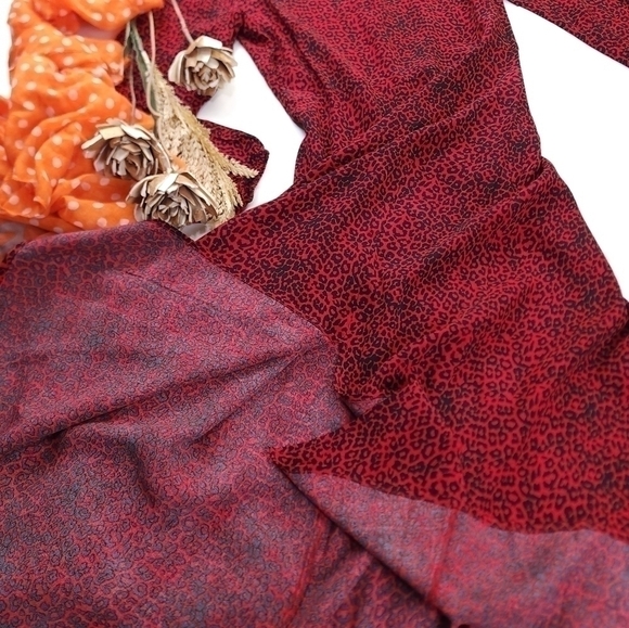 Loft Red Black Animal Print Maxi Dress Sz 0 - Picture 11 of 13